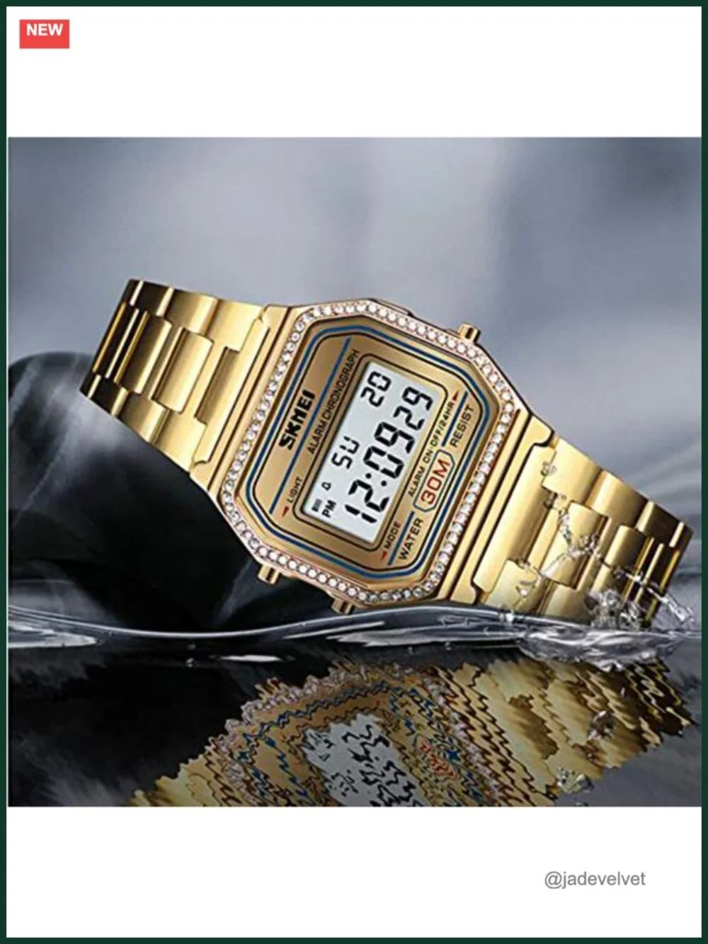 Luxury Women's Digital Watch - Stainless Steel Bracelet, Water Resistant,
